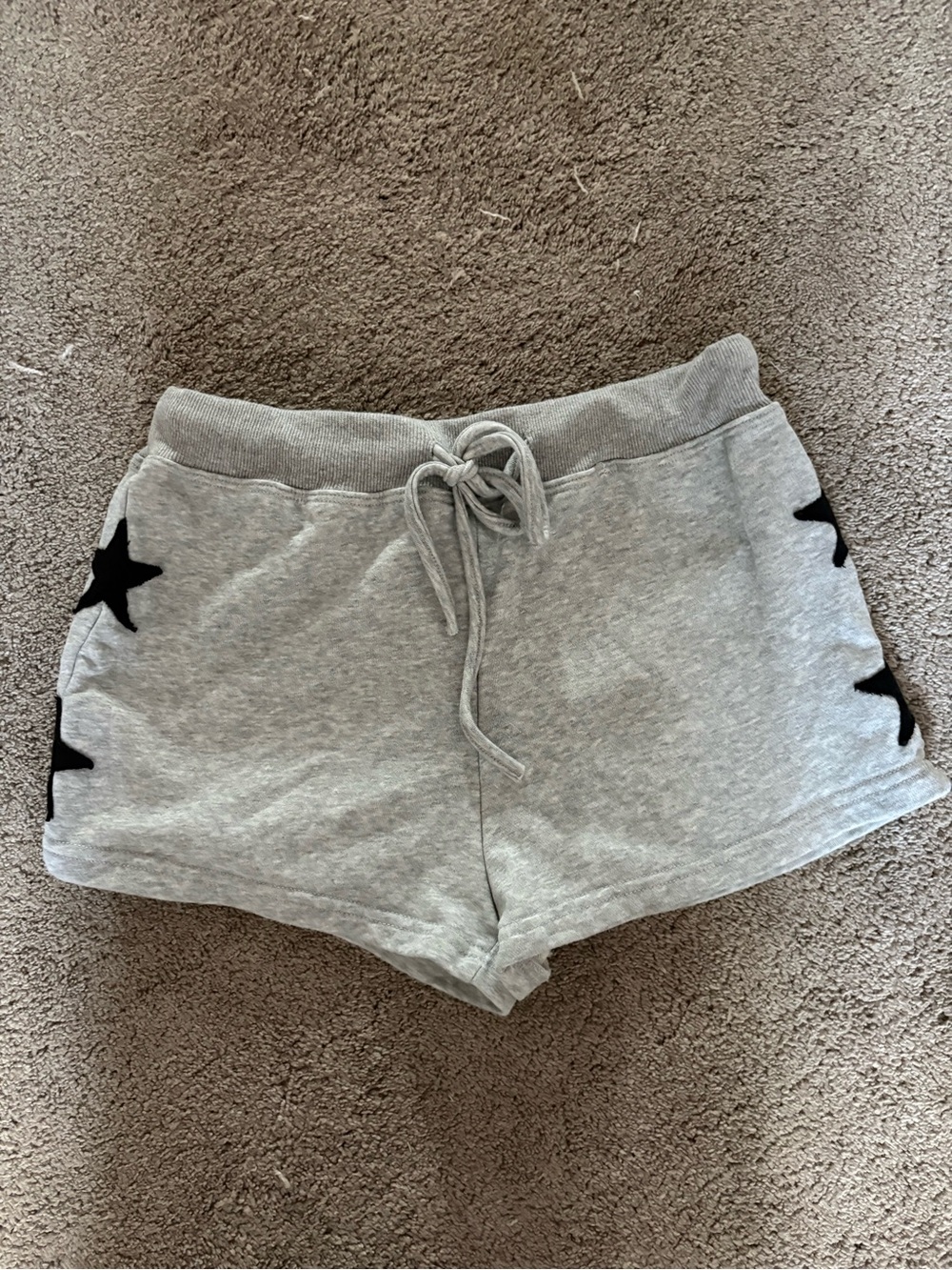 SHEIN Gray Drawstring Shorts with Black Star Side Accents